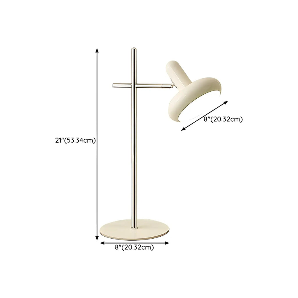 Minimalistic Geometric Off-White Metal Table Lamp for Bedroom