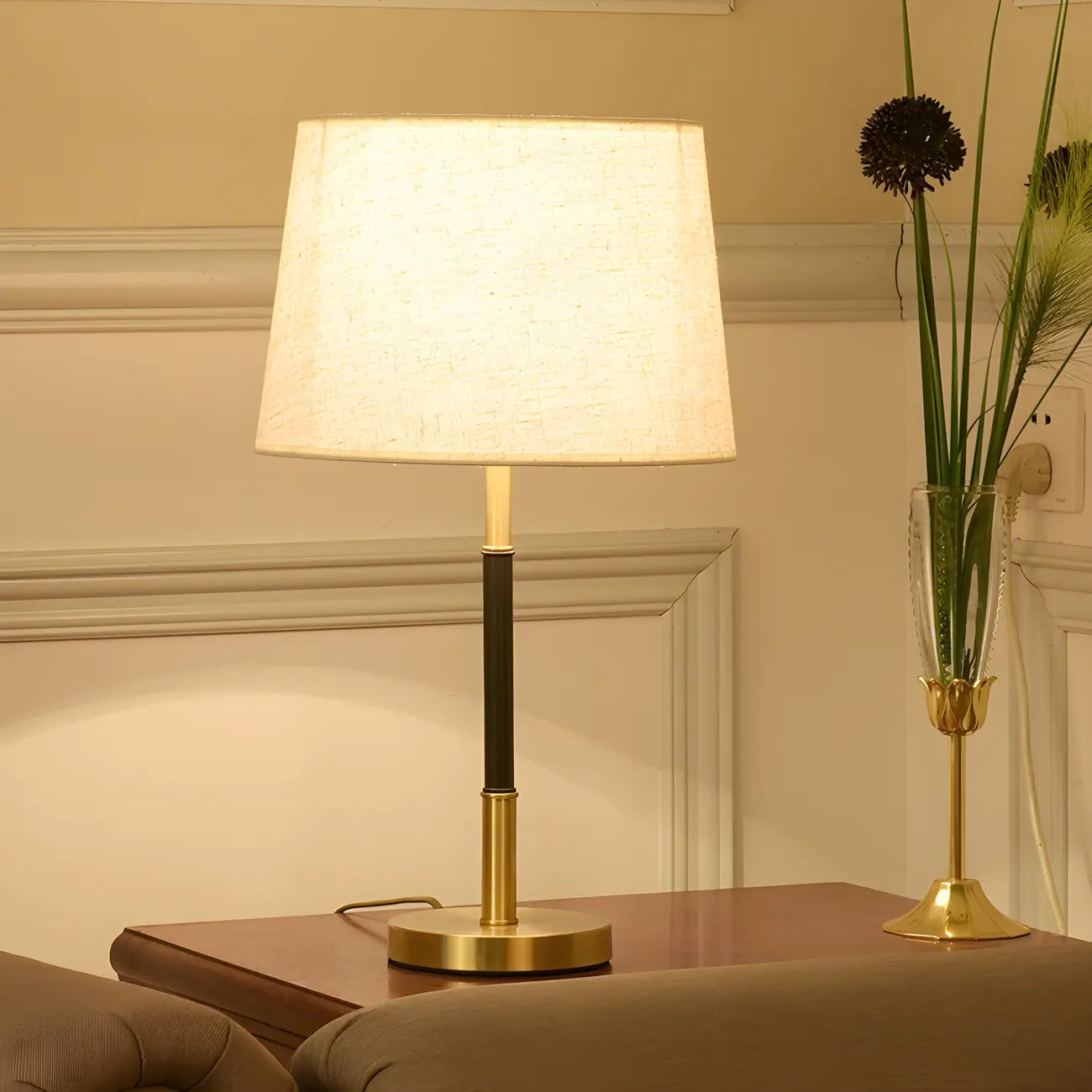Modern Geometric Gold Table Lamp for Living Room
