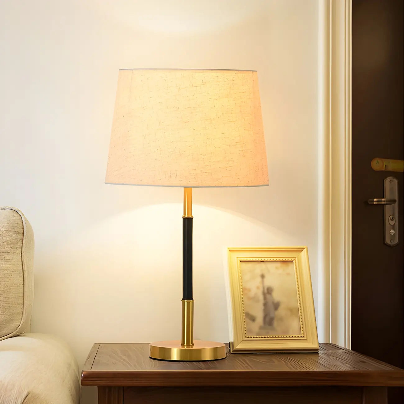Modern Geometric Gold Table Lamp for Living Room