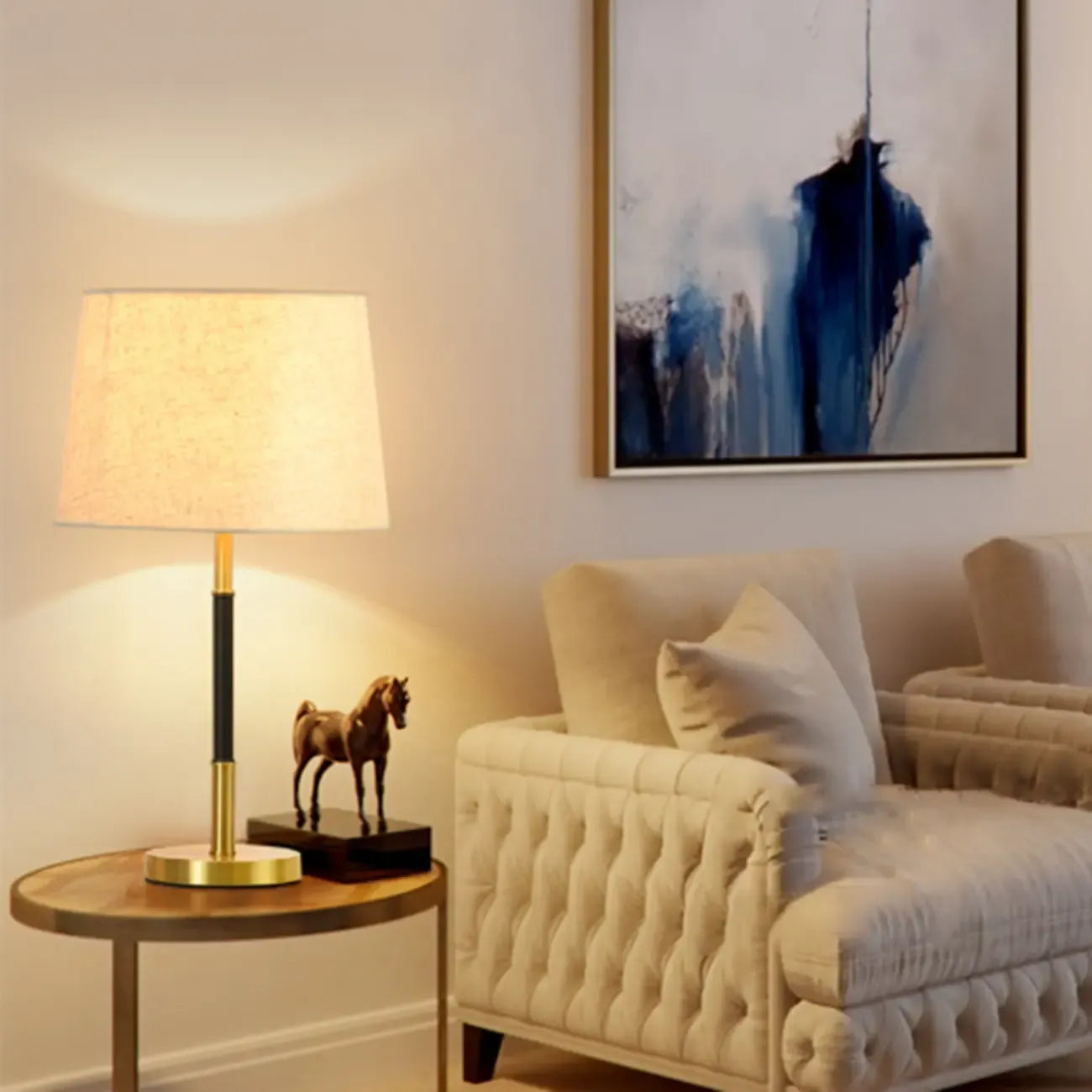 Modern Geometric Gold Table Lamp for Living Room