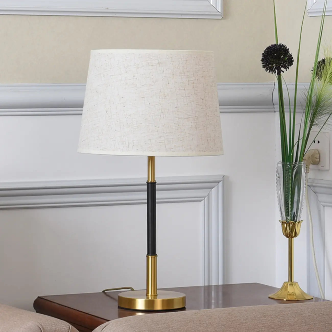 Modern Geometric Gold Table Lamp for Living Room