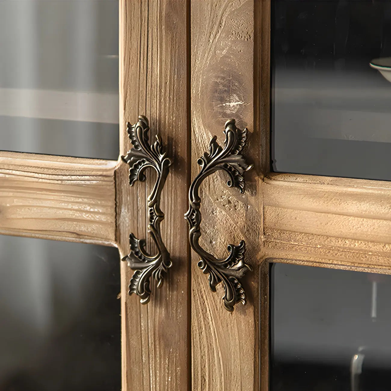 Elegant Arched Glass Doors White Wood China Cabinet