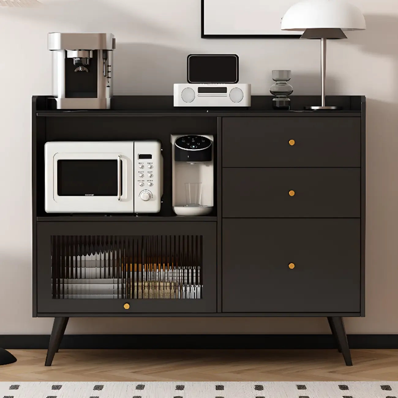 Elegant Black Buffet Cabinet for Modern Living Room Decor