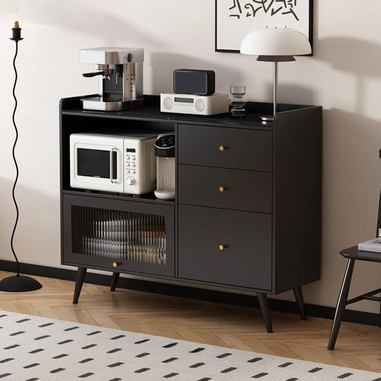 Elegant Black Buffet Cabinet for Modern Living Room Decor