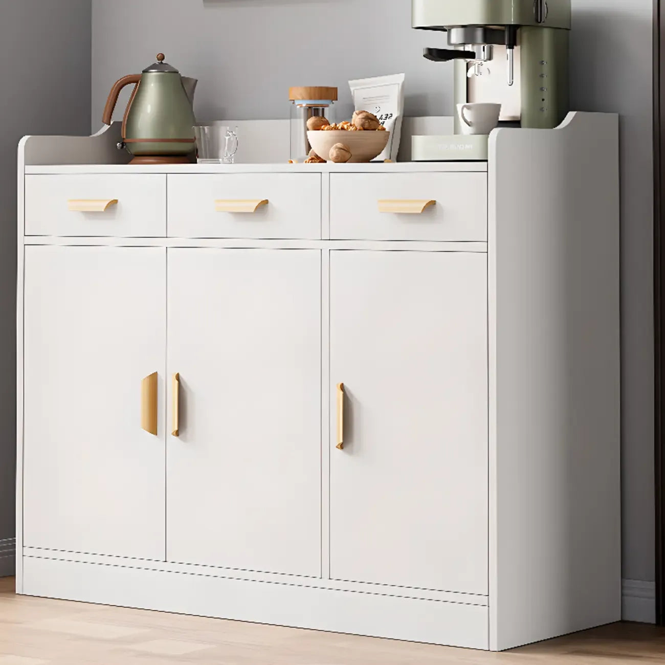 Simple Wooden Freestanding Storage Cabinet with Drawers