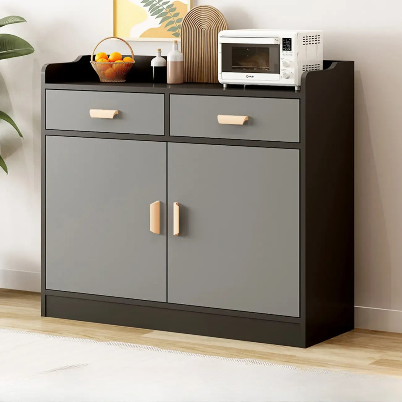 Simple Wooden Freestanding Storage Cabinet with Drawers