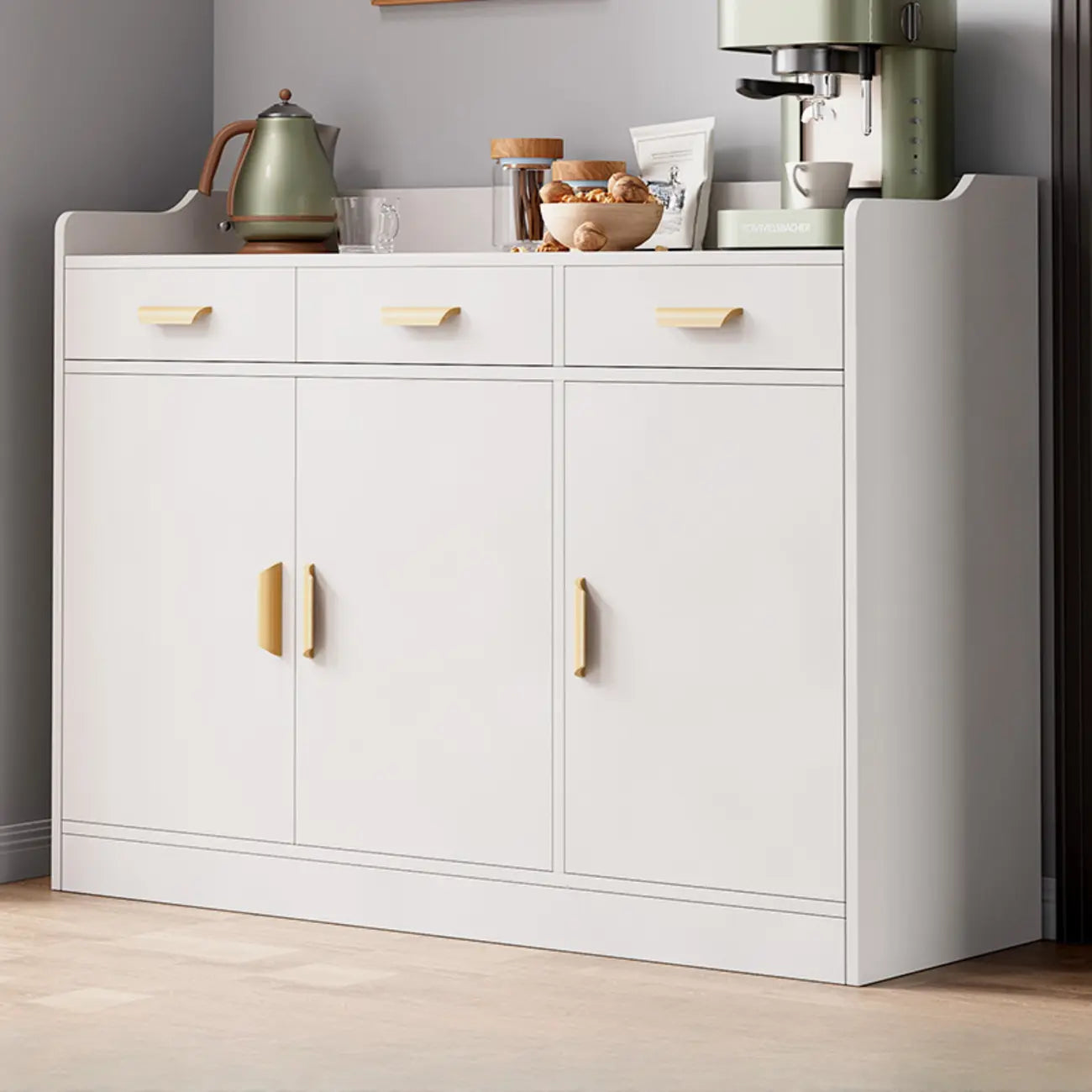 Simple Wooden Freestanding Storage Cabinet with Drawers