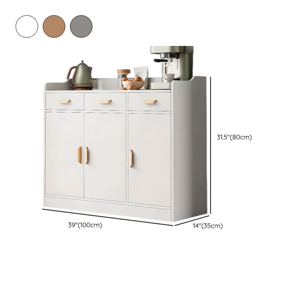 Simple Wooden Freestanding Storage Cabinet with Drawers