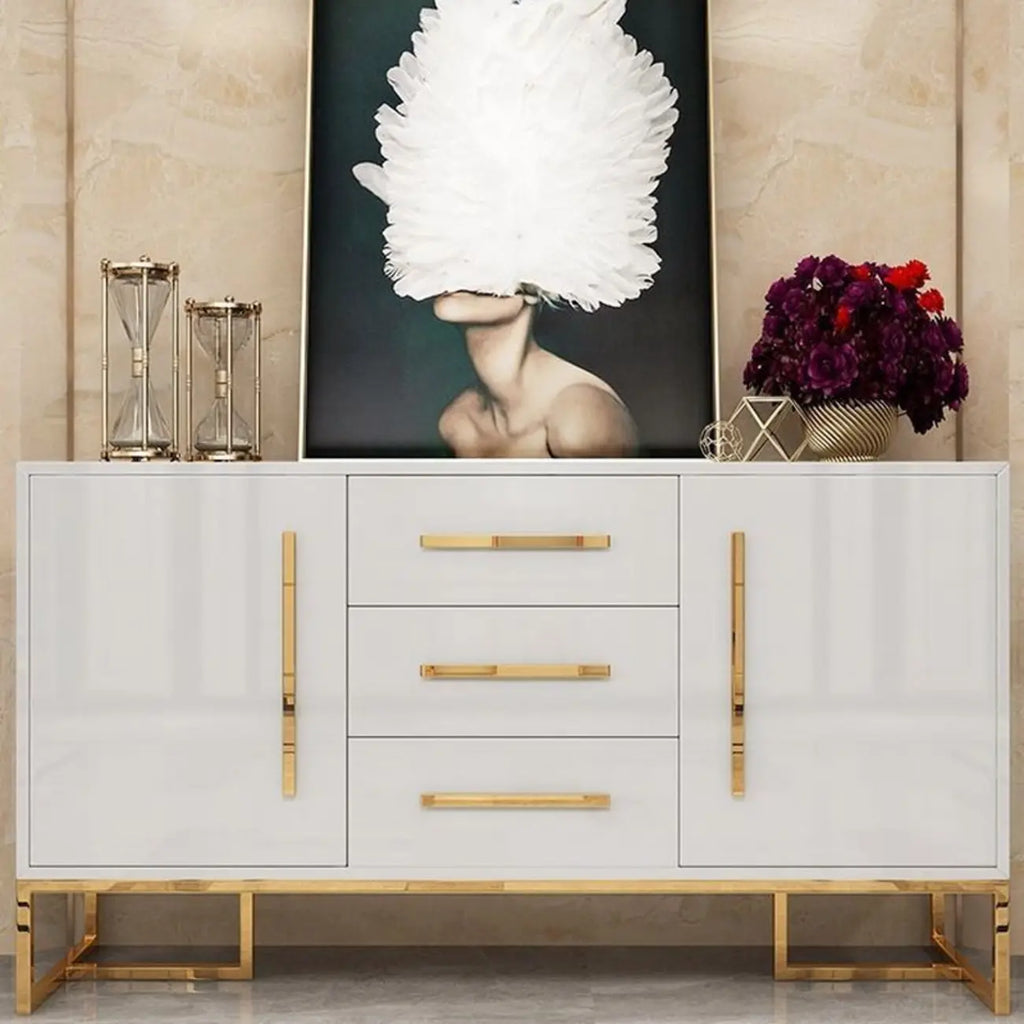 Glam Black Rectangle Accent Cabinets with Drawers & Doors