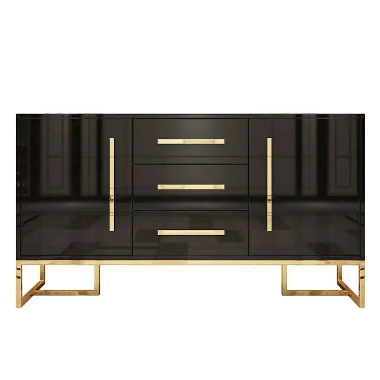 Glam Black Rectangle Accent Cabinets with Drawers & Doors
