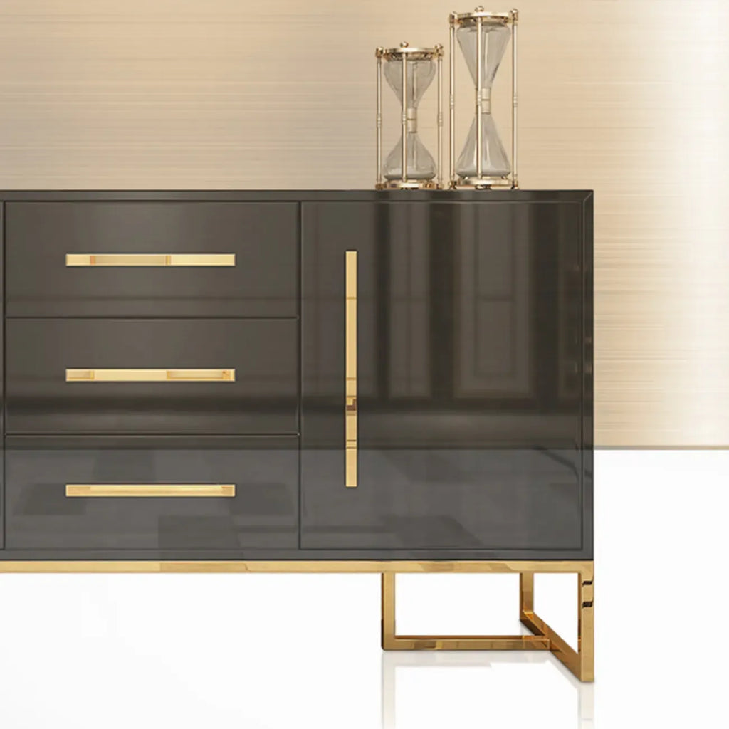 Glam Black Rectangle Accent Cabinets with Drawers & Doors