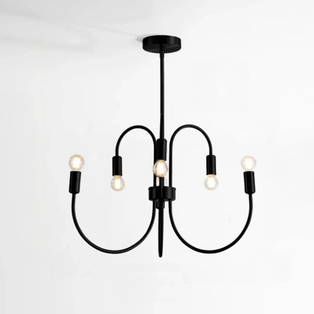 2 Tiers Industrial Black Iron Chandelier for Modern Interiors