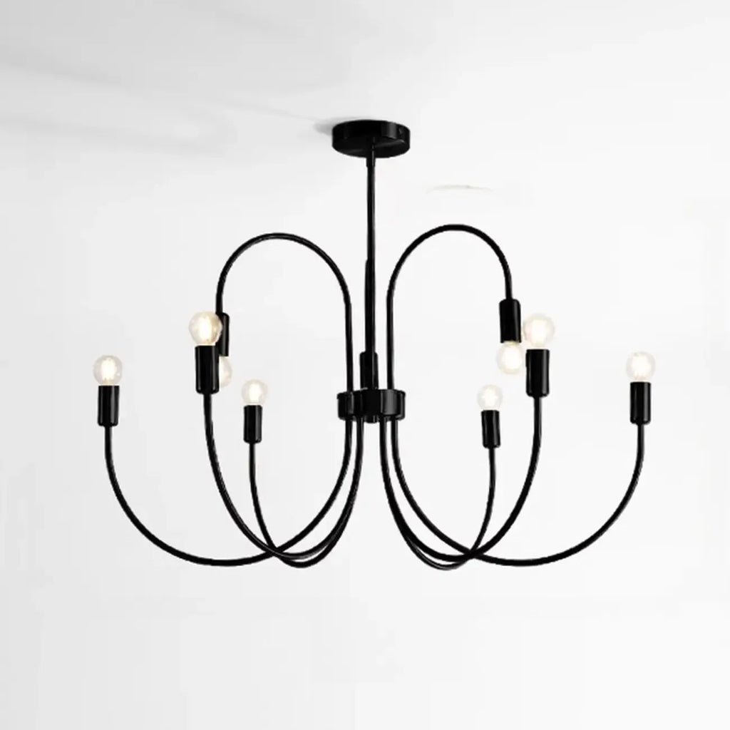 2 Tiers Industrial Black Iron Chandelier for Modern Interiors