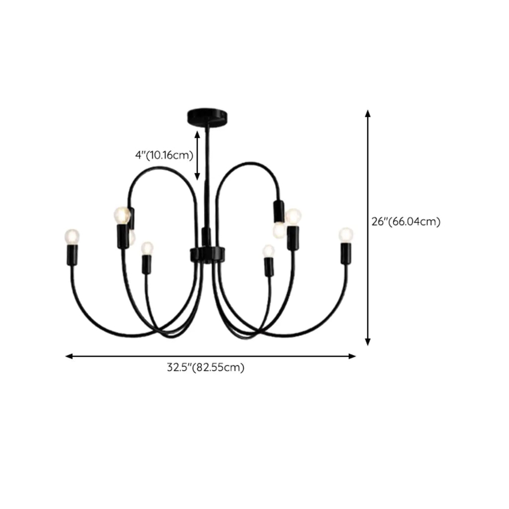 2 Tiers Industrial Black Iron Chandelier for Modern Interiors