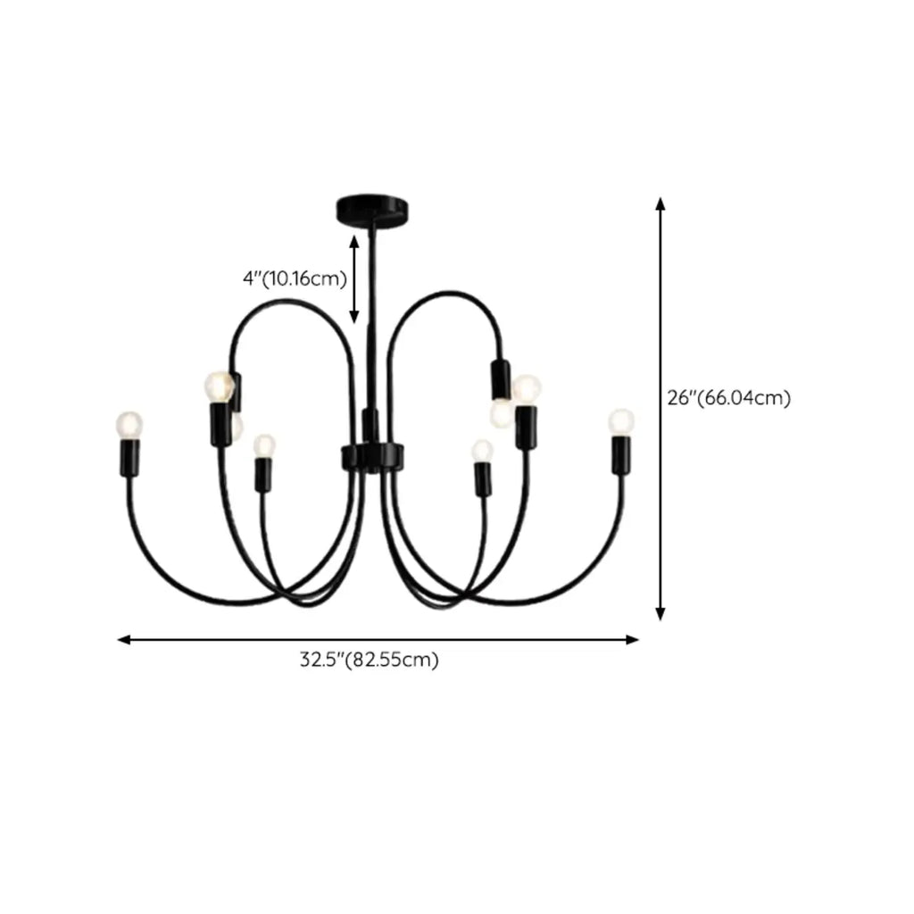 2 Tiers Industrial Black Iron Chandelier for Modern Interiors