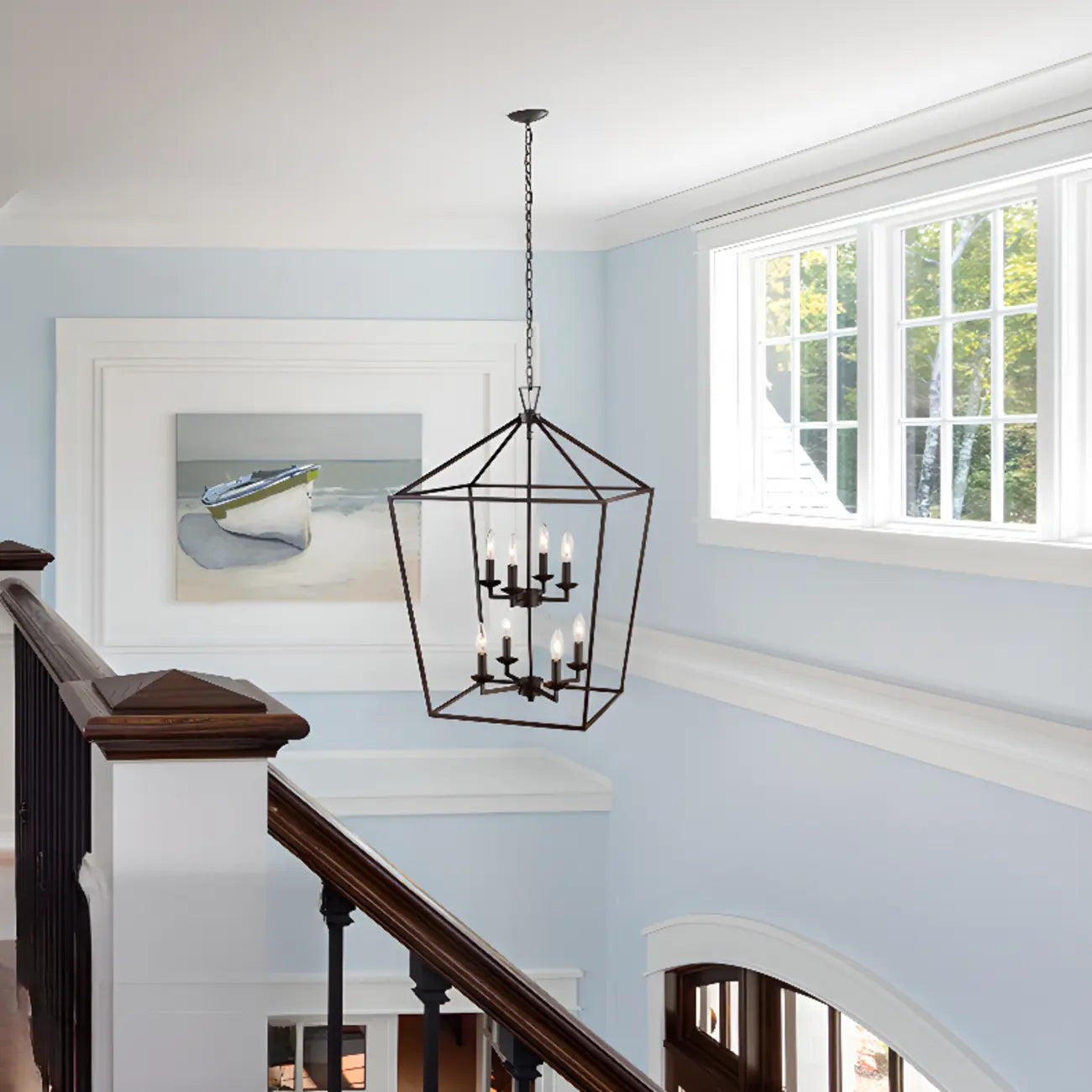 Industrial Black Cage Metal Chandelier for Home Decor