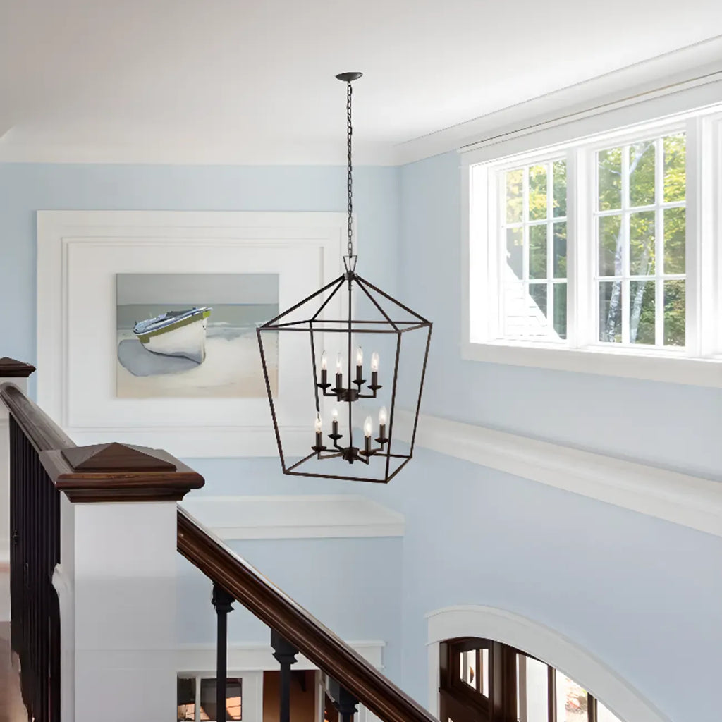 Industrial Black Cage Metal Chandelier for Home Decor