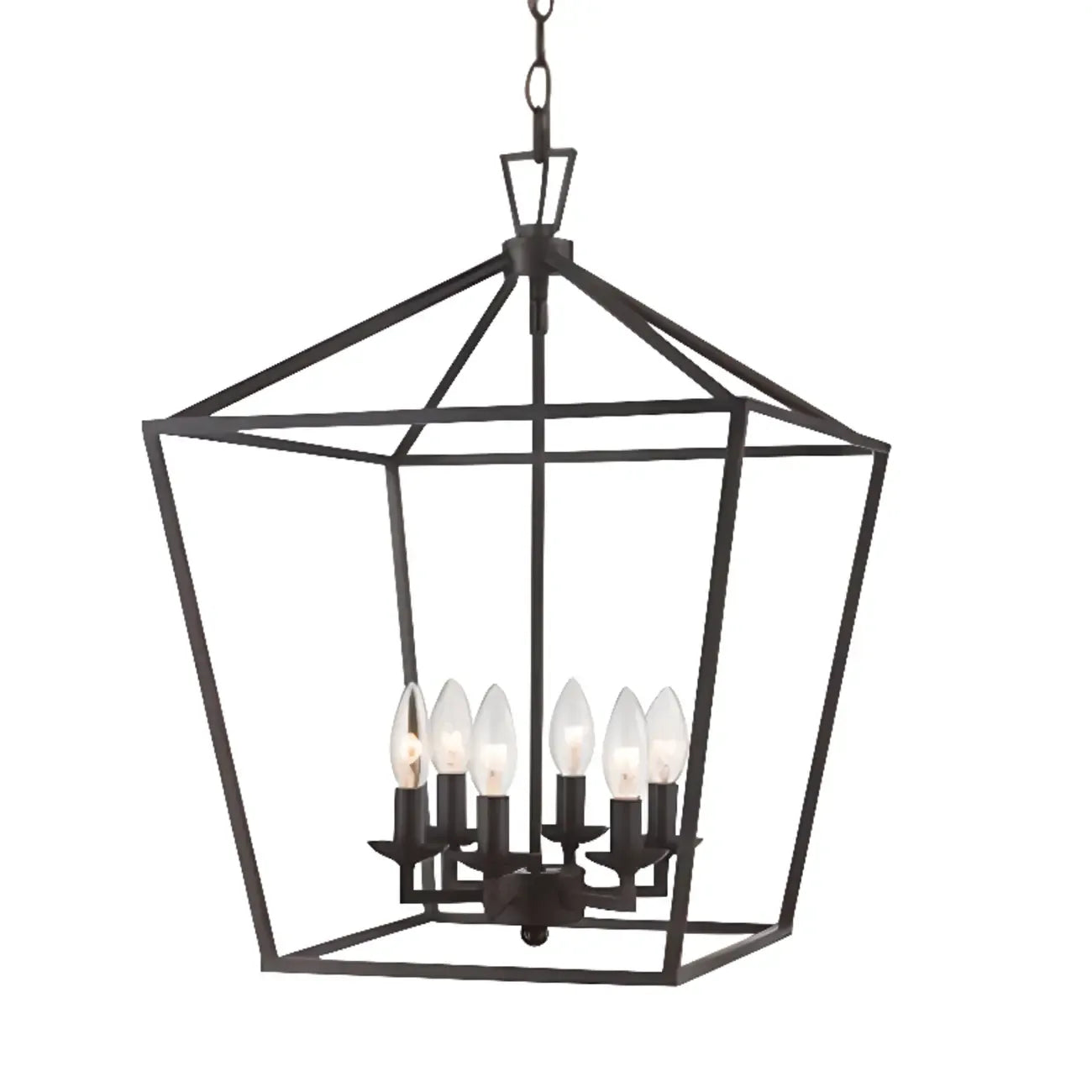 Industrial Black Cage Metal Chandelier for Home Decor