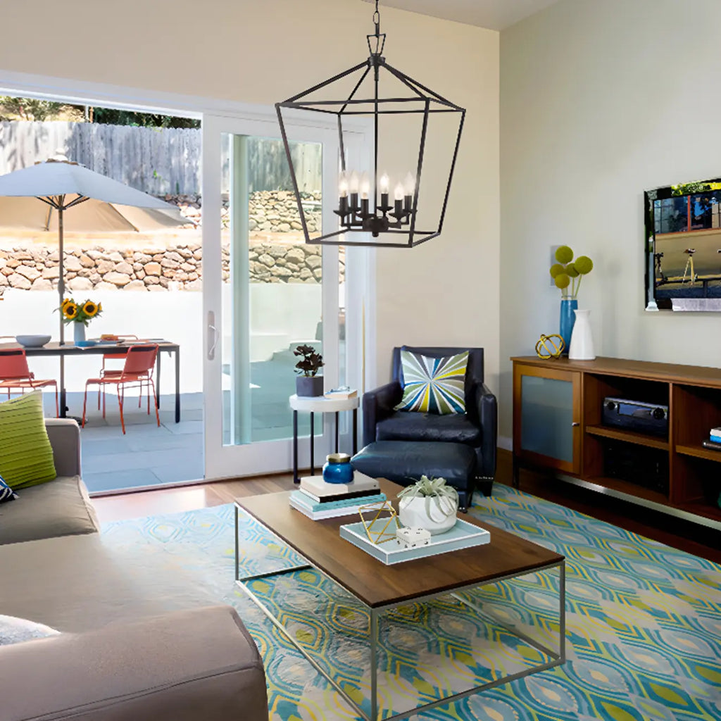 Industrial Black Cage Metal Chandelier for Home Decor