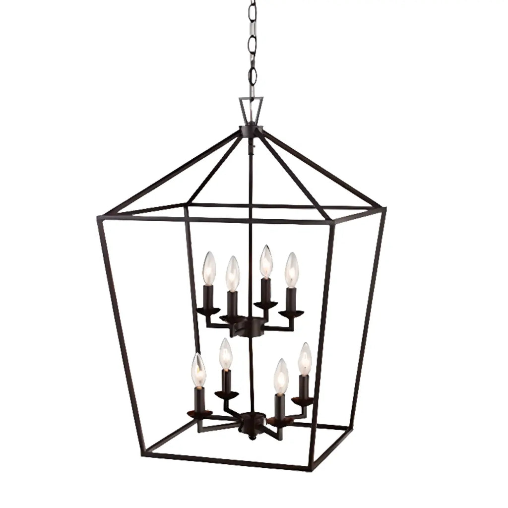 Industrial Black Cage Metal Chandelier for Home Decor