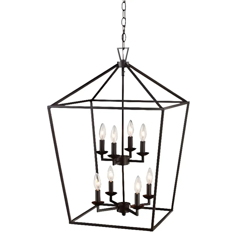 Industrial Black Cage Metal Chandelier for Home Decor