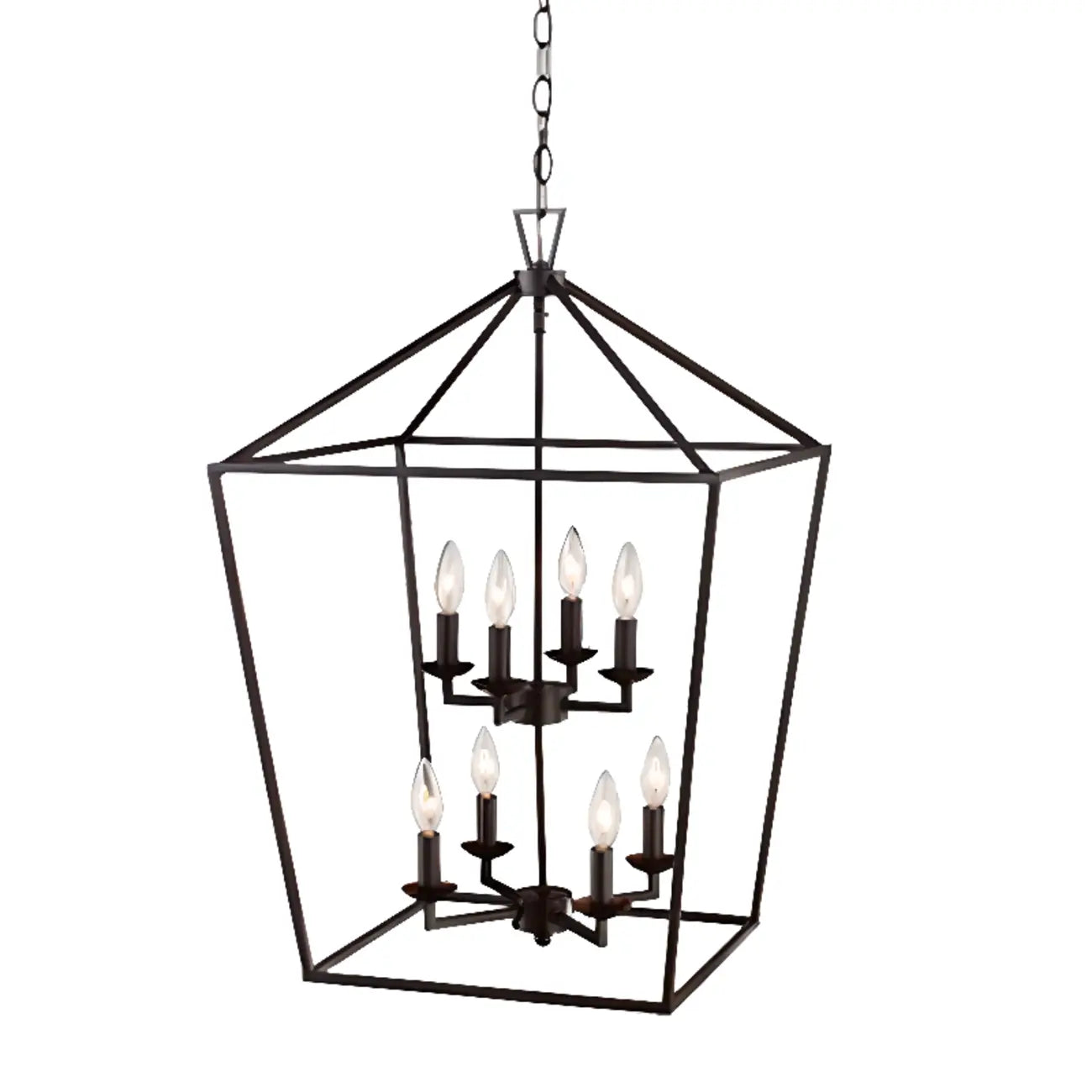 Industrial Black Cage Metal Chandelier for Home Decor