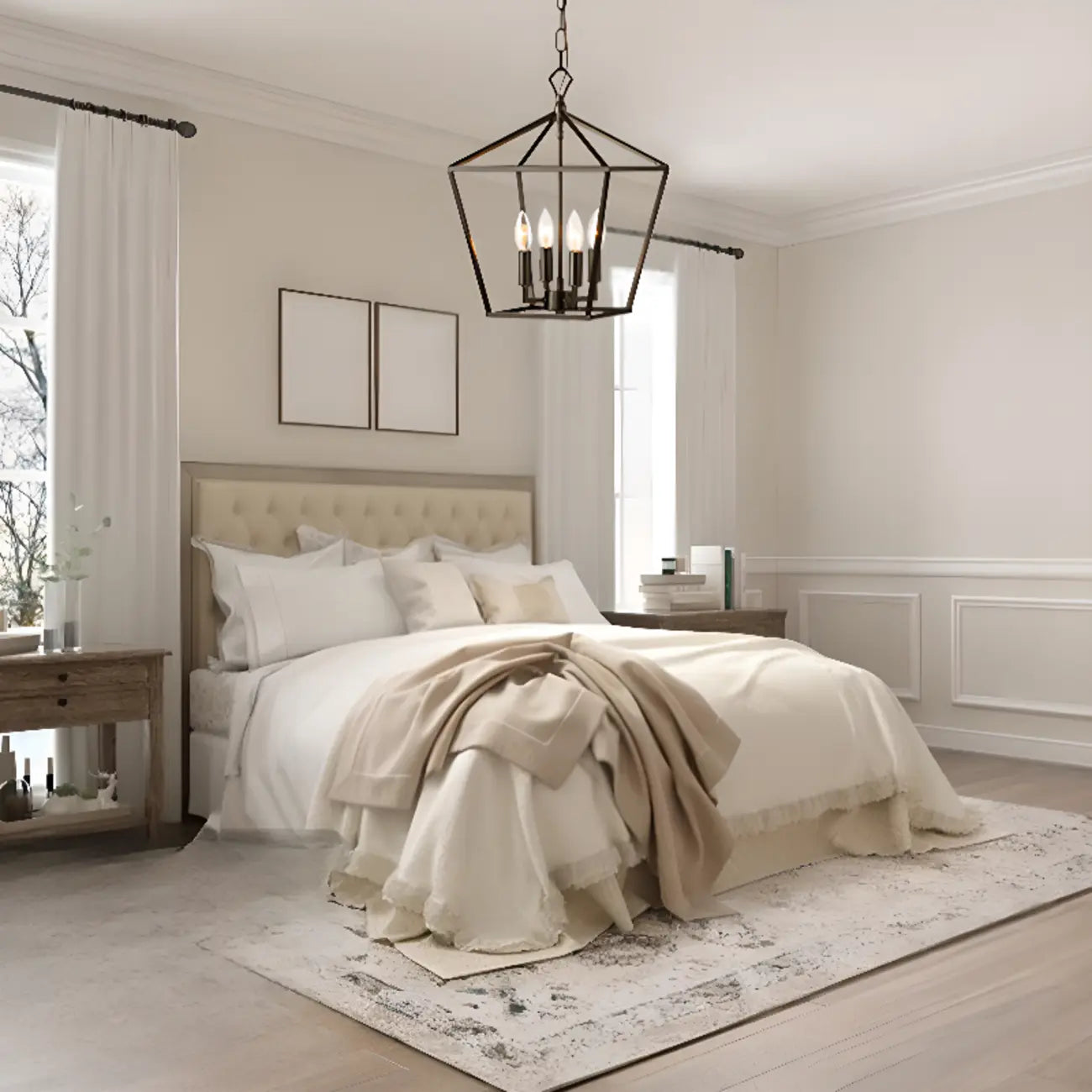 Industrial Black Cage Metal Chandelier for Home Decor