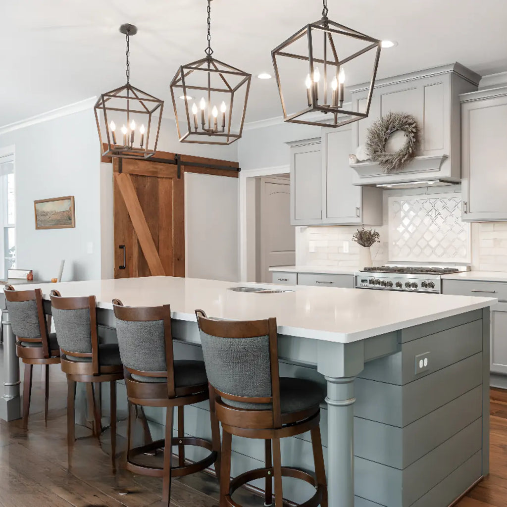 Industrial Black Cage Metal Chandelier for Home Decor