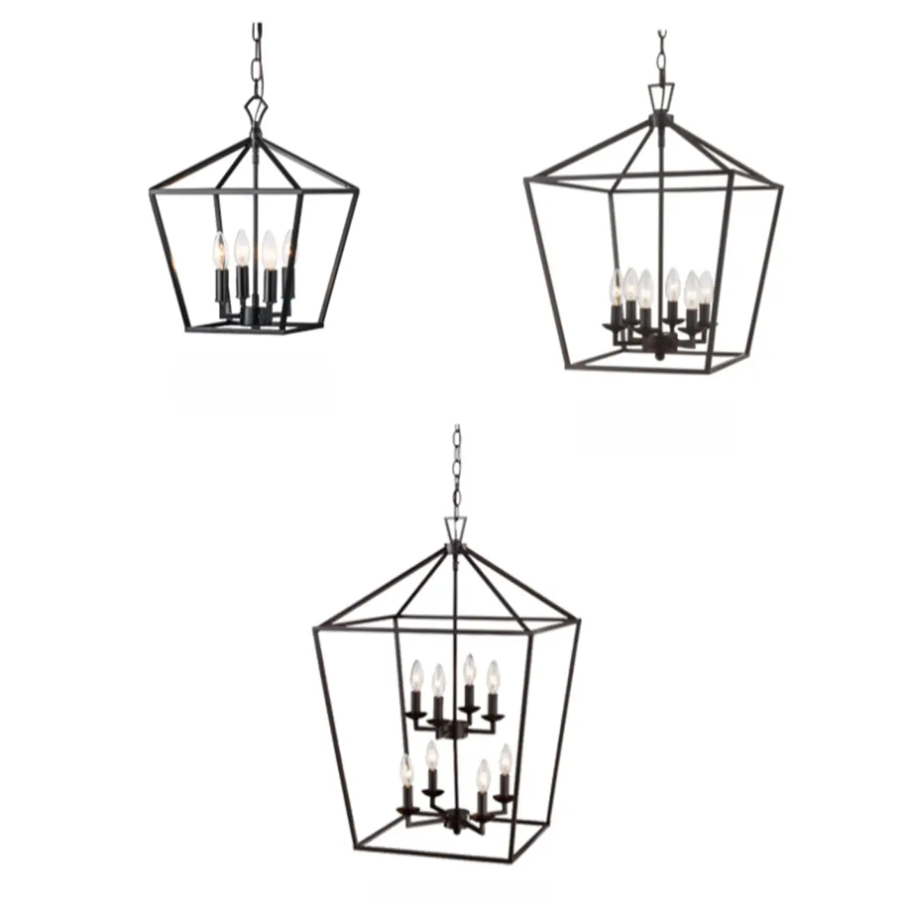 Industrial Black Cage Metal Chandelier for Home Decor