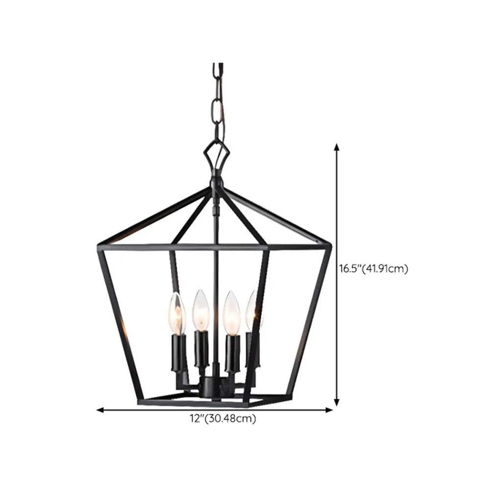 Industrial Black Cage Metal Chandelier for Home Decor