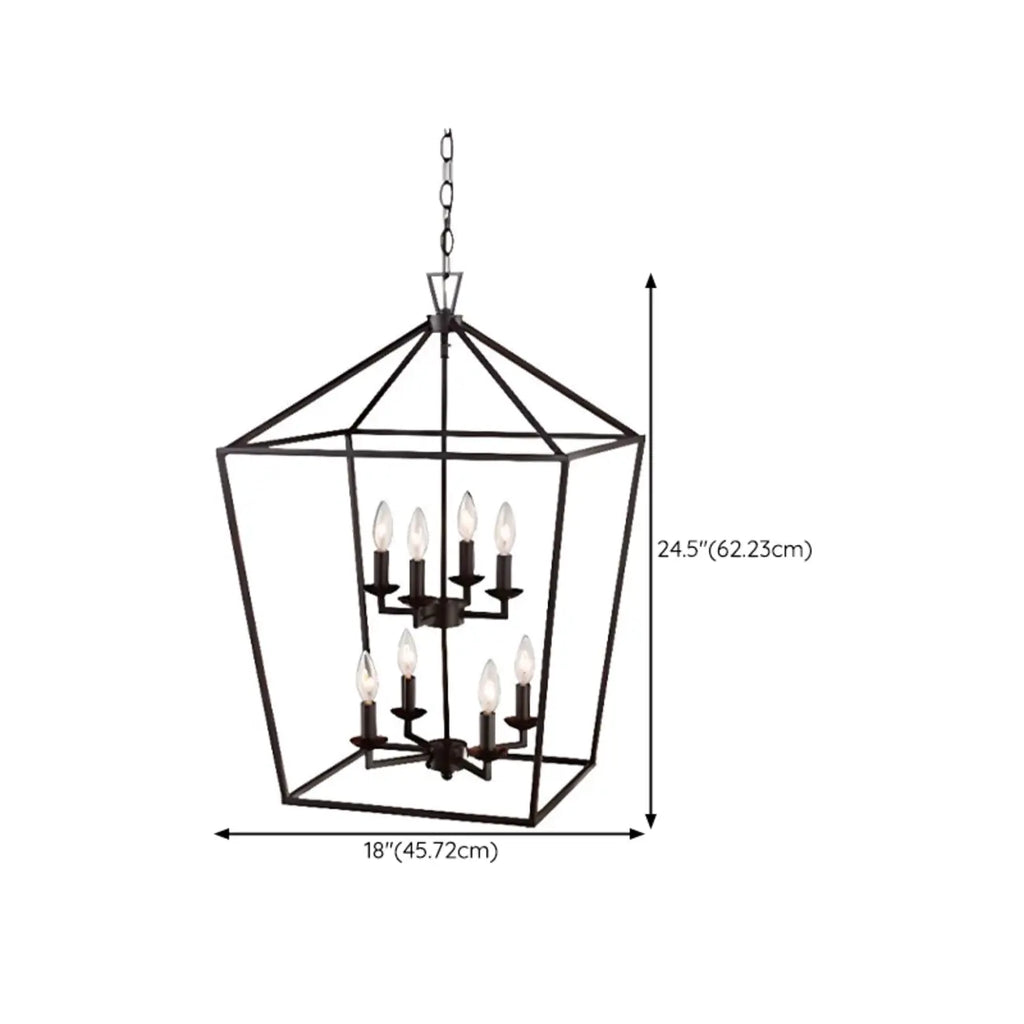 Industrial Black Cage Metal Chandelier for Home Decor