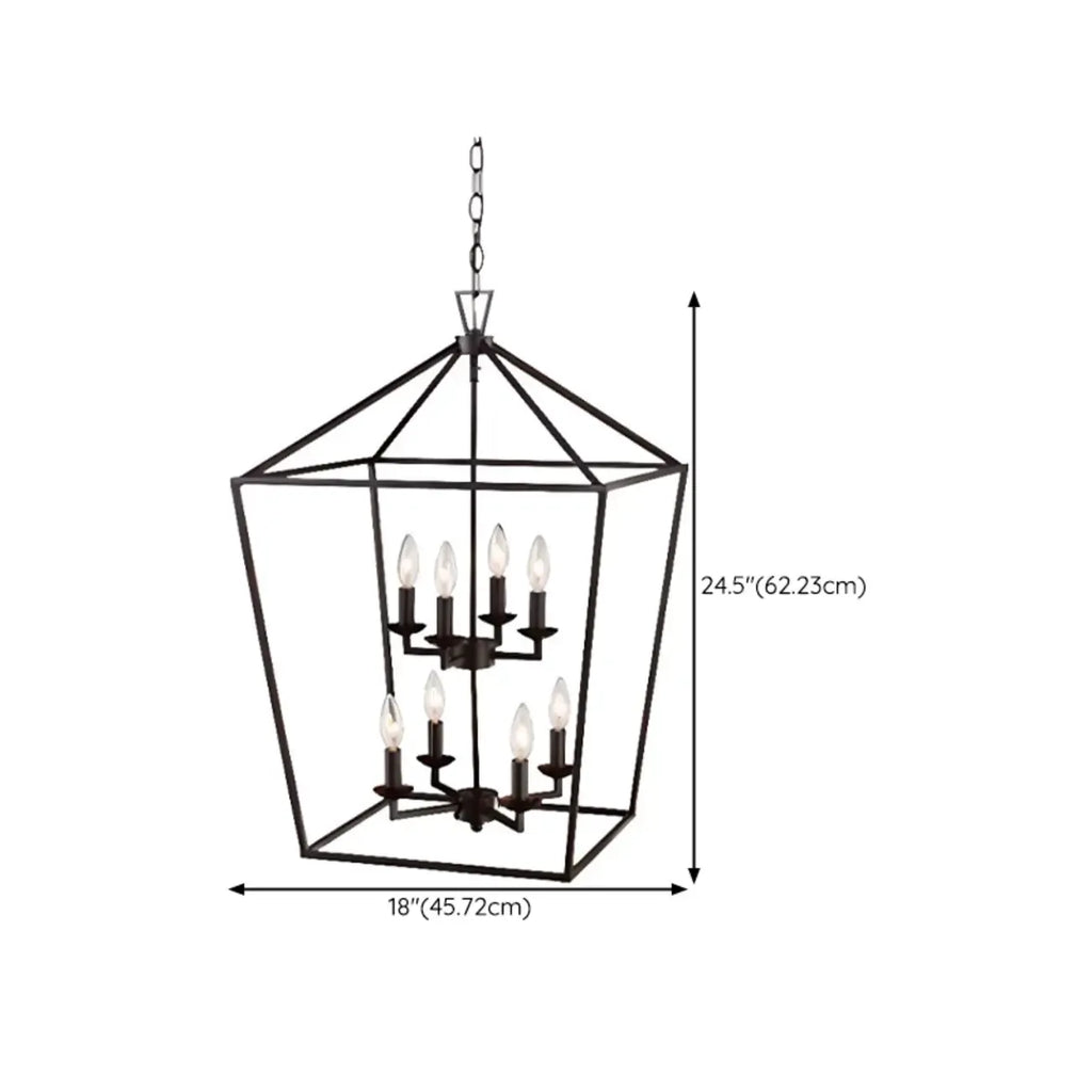 Industrial Black Cage Metal Chandelier for Home Decor
