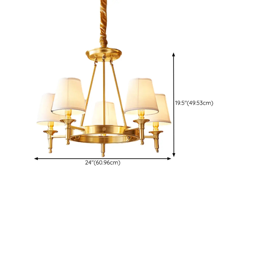 Multi-light Elegant Gold Chandelier with Fabric Shade