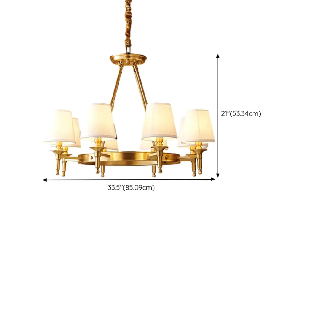 Multi-light Elegant Gold Chandelier with Fabric Shade