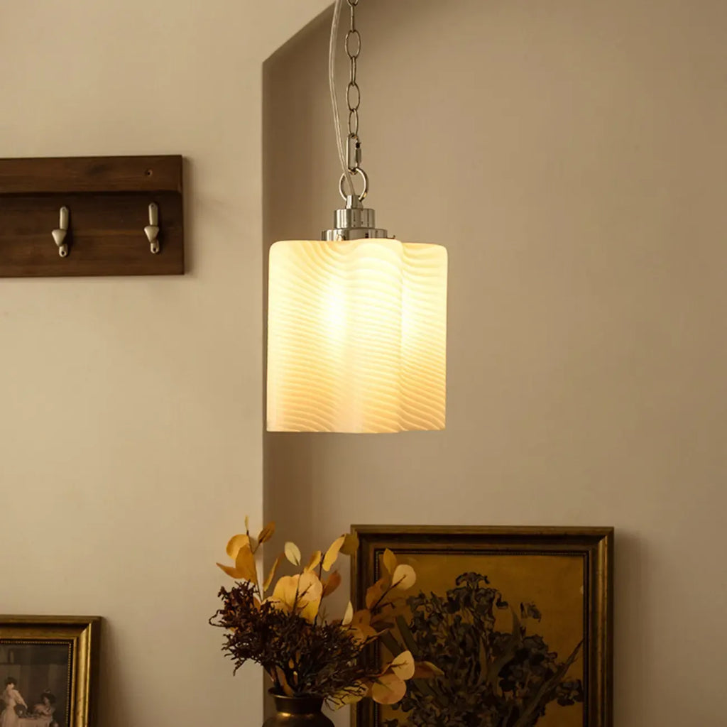 Natural Cylinder Wood Pendant Light for Living Room
