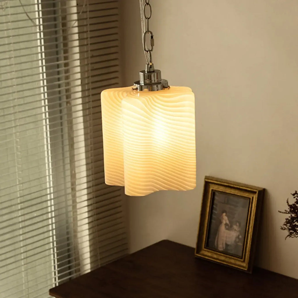 Natural Cylinder Wood Pendant Light for Living Room