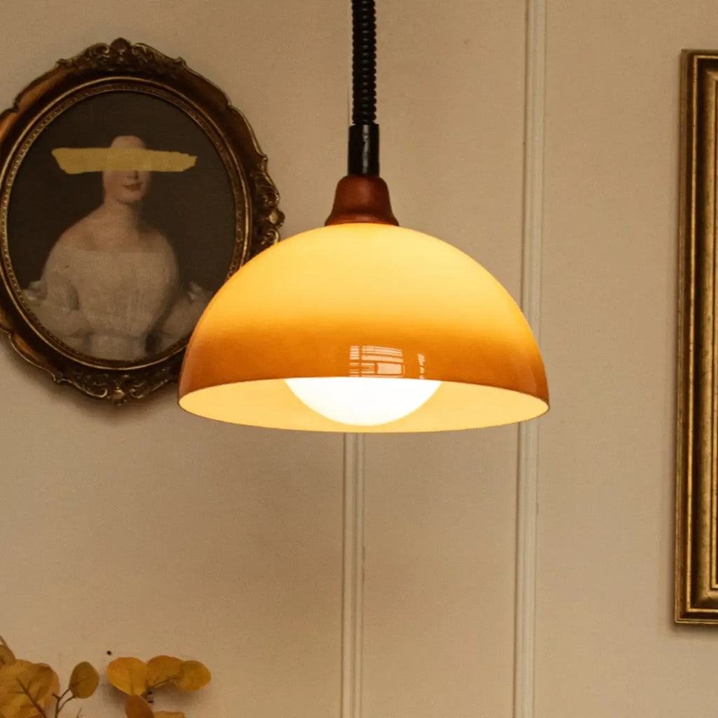 Natural Cylinder Wood Pendant Light for Living Room