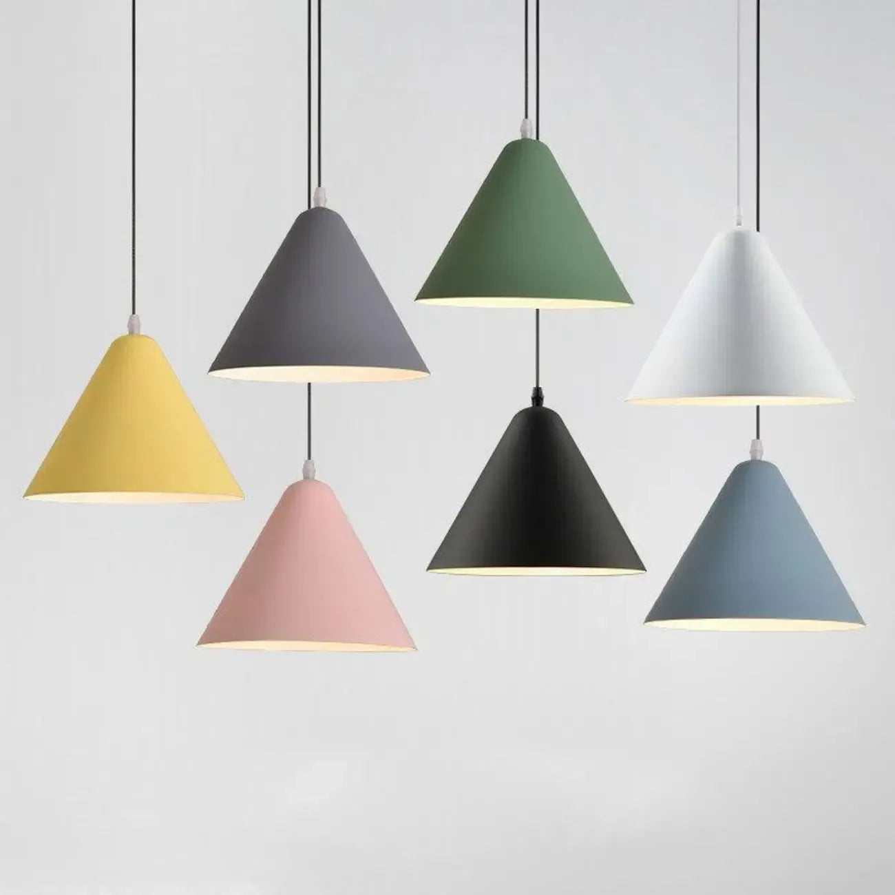 Minimalist Aluminum Colorful Cone Pendant Lamp