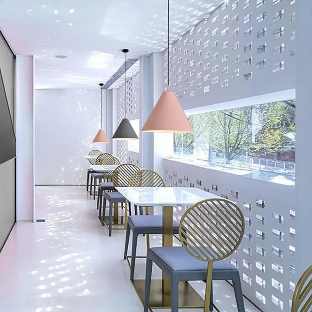 Minimalist Aluminum Colorful Cone Pendant Lamp