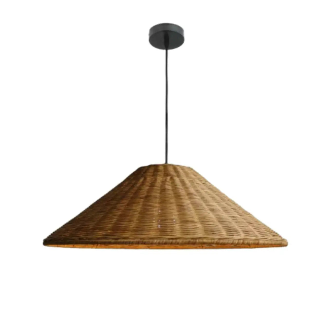 Southeast Asia Style Brown Rattan Cone Pendant Light for Natural Decor