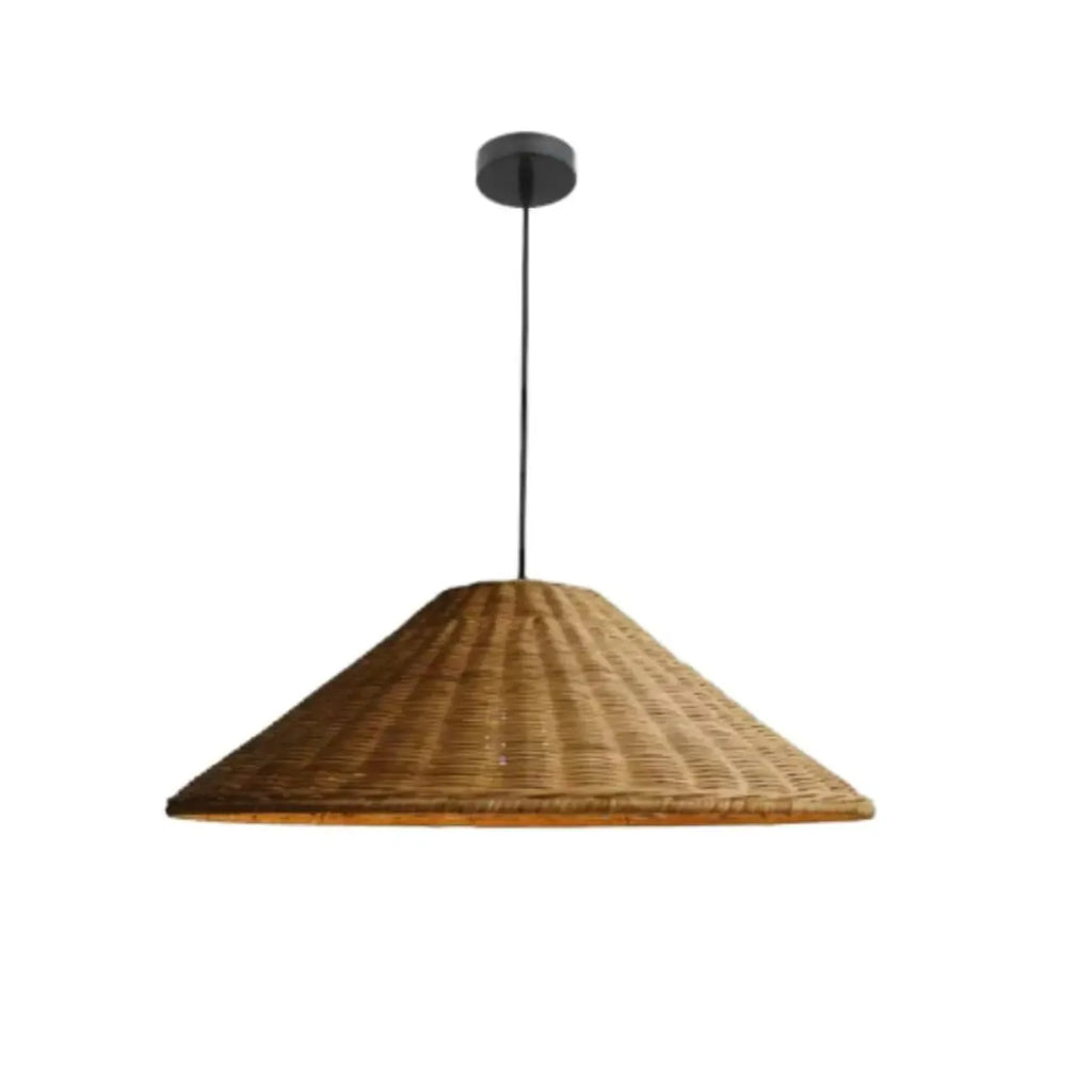 Southeast Asia Style Brown Rattan Cone Pendant Light for Natural Decor