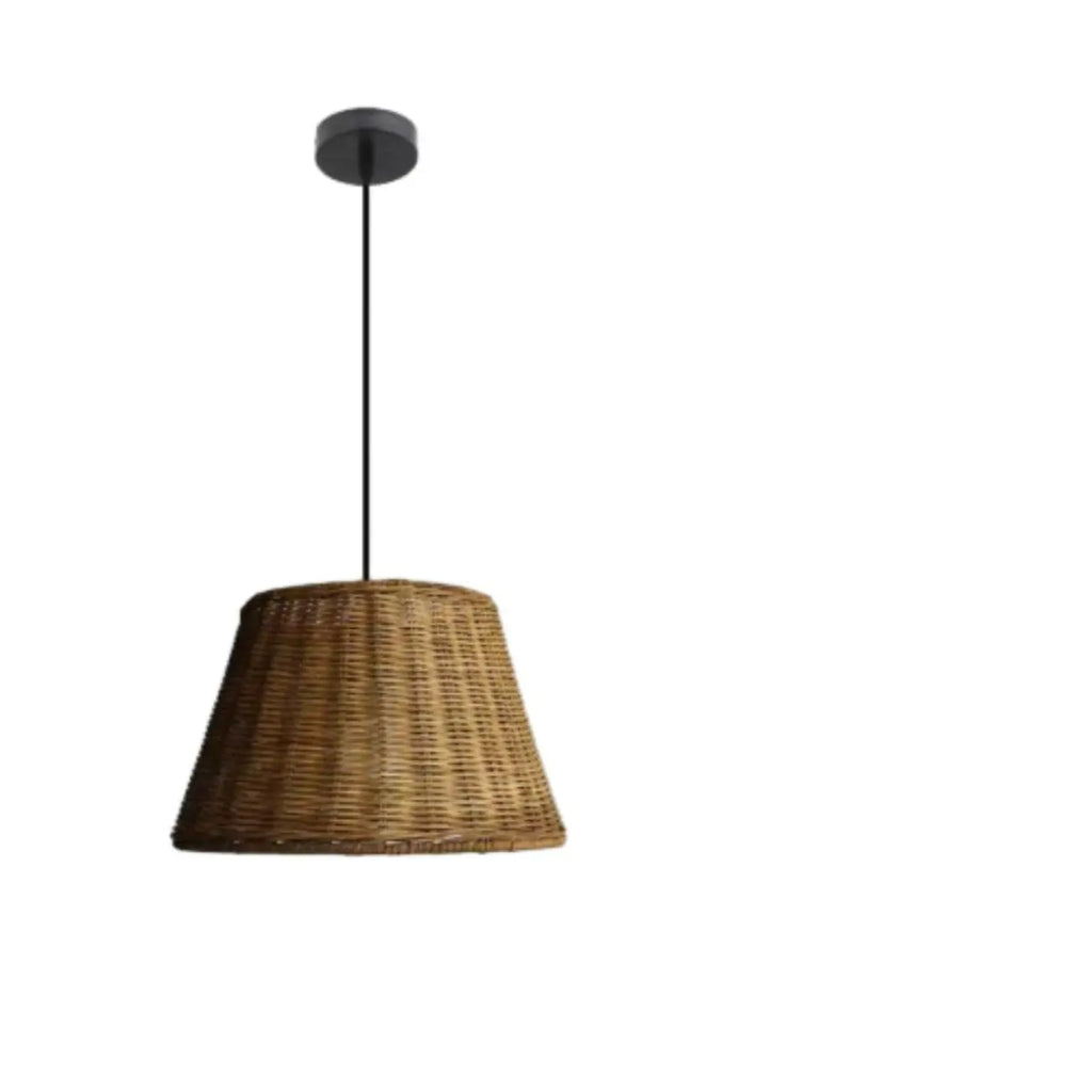 Southeast Asia Style Brown Rattan Cone Pendant Light for Natural Decor