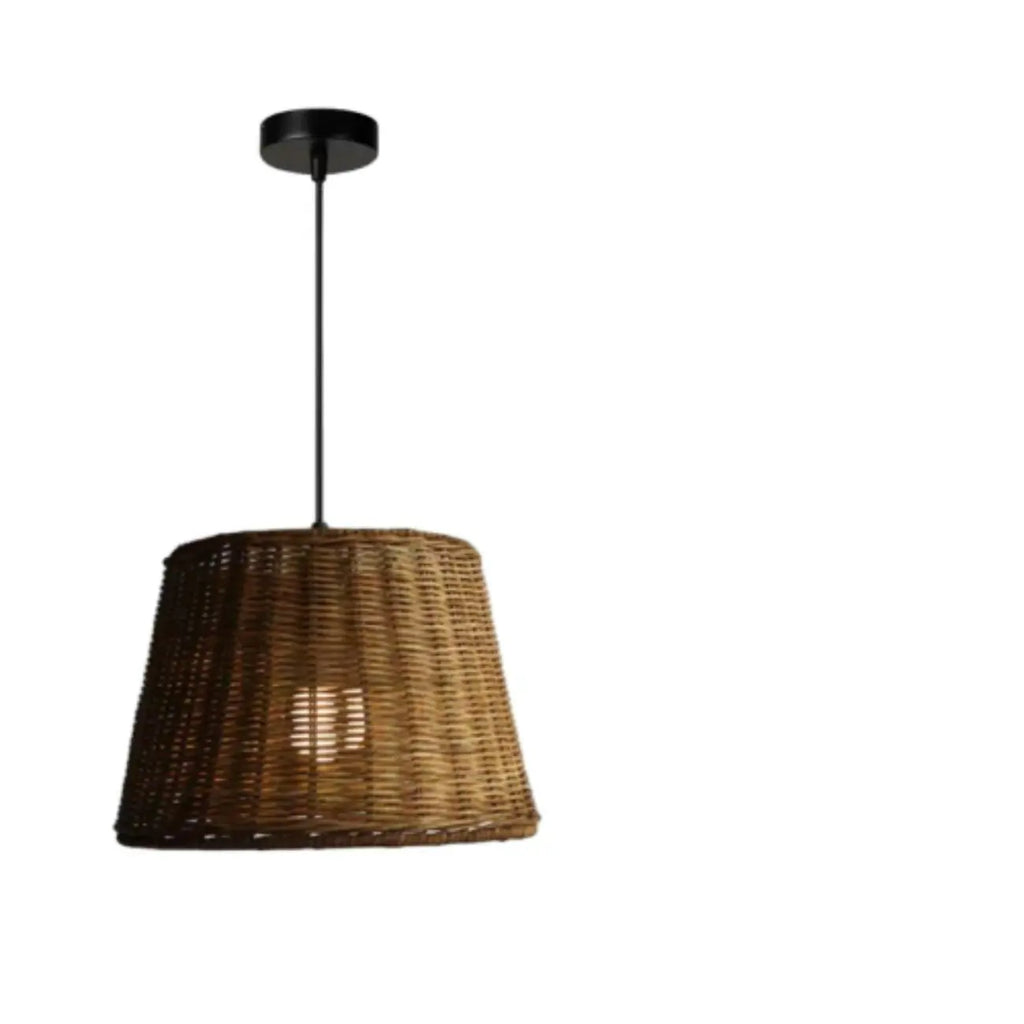 Southeast Asia Style Brown Rattan Cone Pendant Light for Natural Decor
