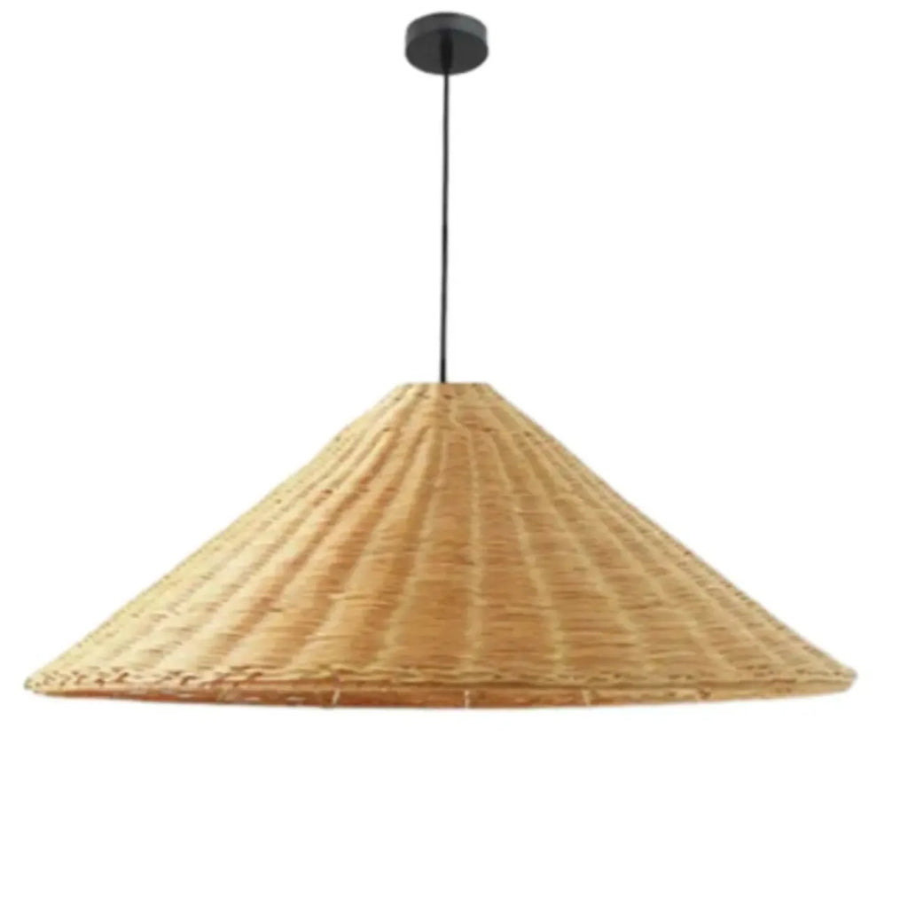 Southeast Asia Style Brown Rattan Cone Pendant Light for Natural Decor