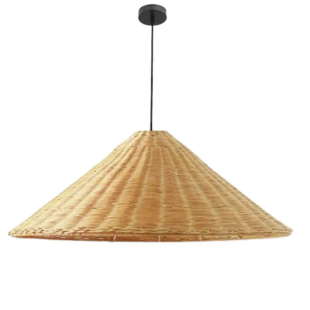 Southeast Asia Style Brown Rattan Cone Pendant Light for Natural Decor