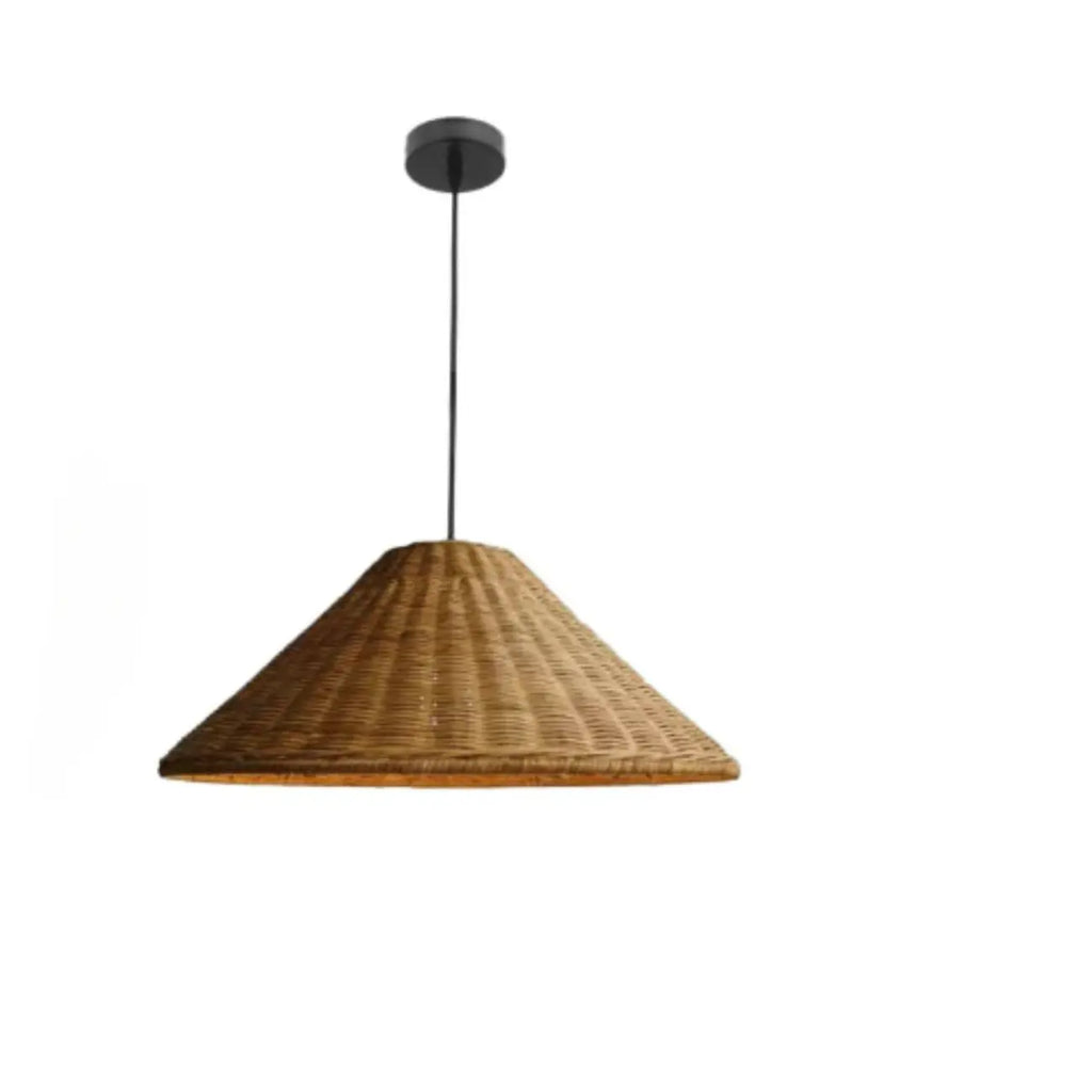 Southeast Asia Style Brown Rattan Cone Pendant Light for Natural Decor