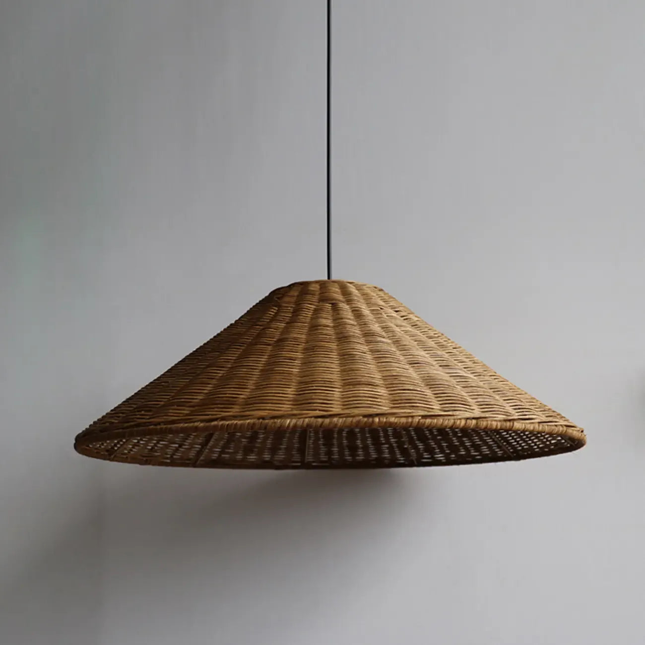 Southeast Asia Style Brown Rattan Cone Pendant Light for Natural Decor