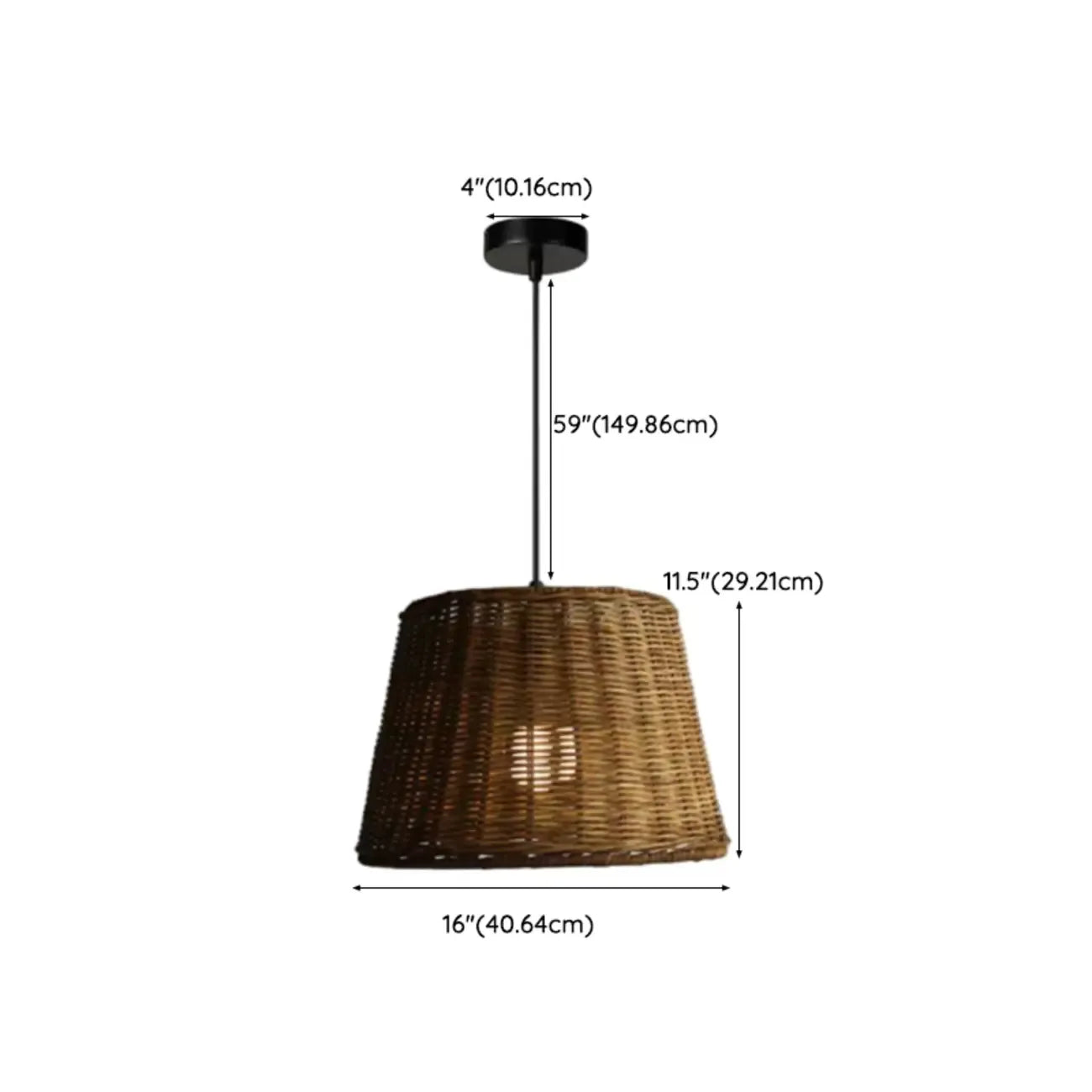 Southeast Asia Style Brown Rattan Cone Pendant Light for Natural Decor