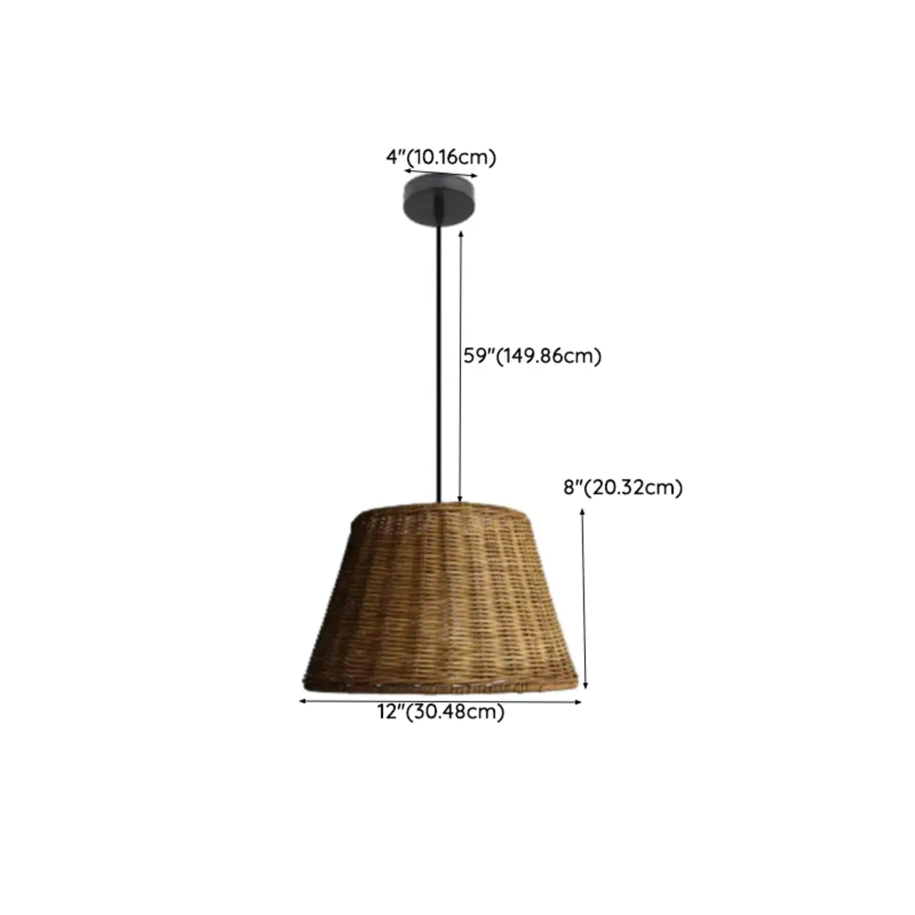 Southeast Asia Style Brown Rattan Cone Pendant Light for Natural Decor