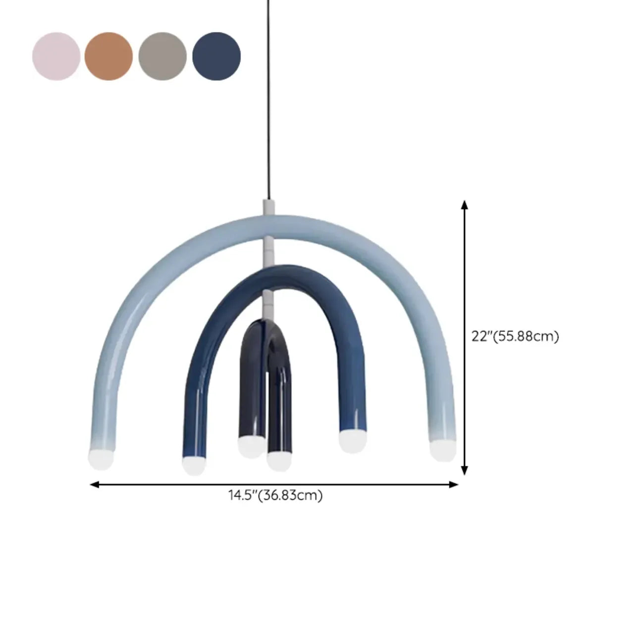 Modern 6-Light LED Chandelier  with Rainbow Shape Design